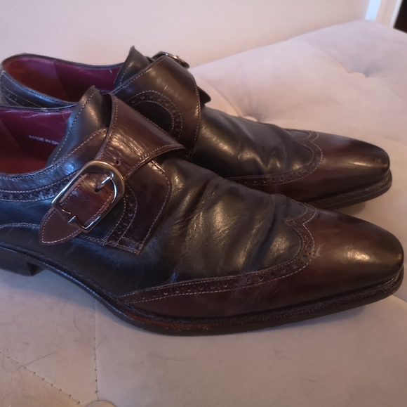 Mezlan Cleto Spectator Wingtip Monk Strap Shoes Brown / Blue Size 11 Men's - Picture 1 of 5